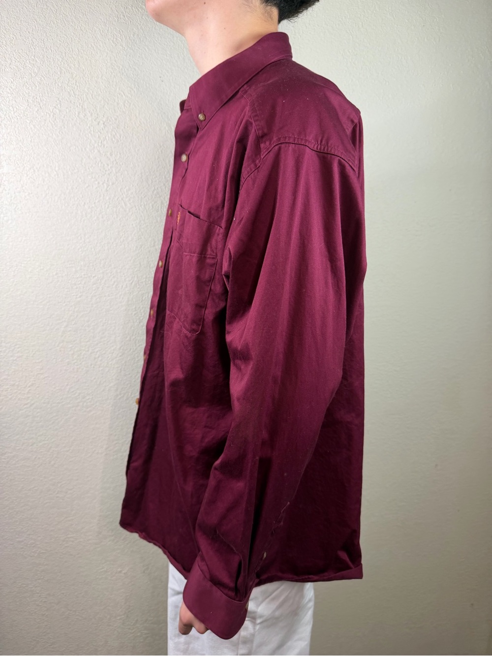 Ariat Mens XXL Burgundy Button Down Shirt Long Sleeve 100% Cotton Western - Picture 2 of 15